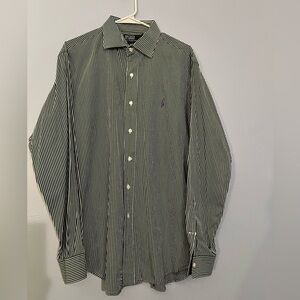 Ralph Lauren Green and White Striped Shirt